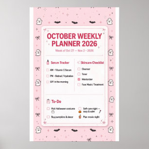 Oktober Wekelijkse Planner 2026 Roze Coquette Poster
