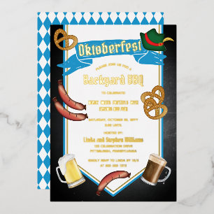 Oktoberfest Bavarian Beer Backyard BBQ Party Folie Uitnodiging