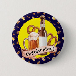 Oktoberfest Beer And Pretzels  Ronde Button 5,7 Cm