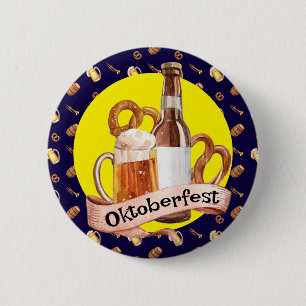 Oktoberfest Bier En Pretzels Ronde Button 5,7 Cm