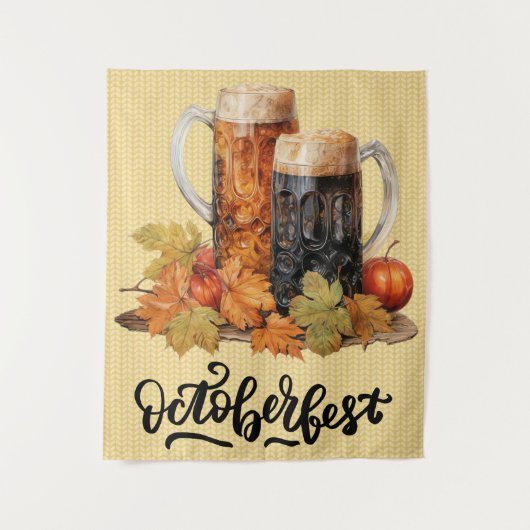Oktoberfest Bier Mokken Tapestry Wandkleed (Voorkant)