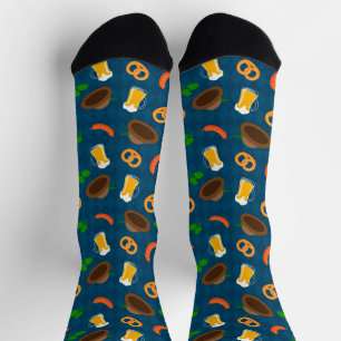 Oktoberfest Bier, Pretzel & Sausage Pattern Sokken