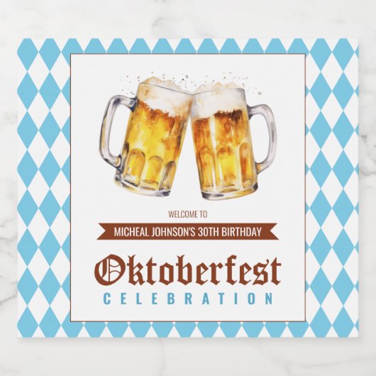 Oktoberfest bier verjaardagsfeestje bier etiket (Enkel label)
