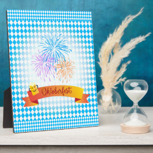 OKTOBERFEST bierfestival decoratie Blauw patroon Fotoplaat