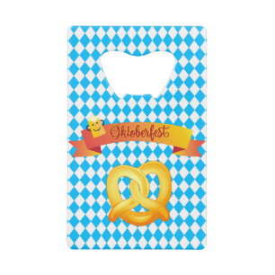OKTOBERFEST bierfestival decoratie Blauw patroon Kredietkaart Flessenopener