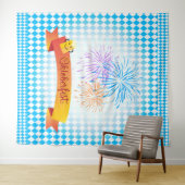OKTOBERFEST bierfestival decoratie Blauwe patroon Wandkleed (In Situ (horizontaal))