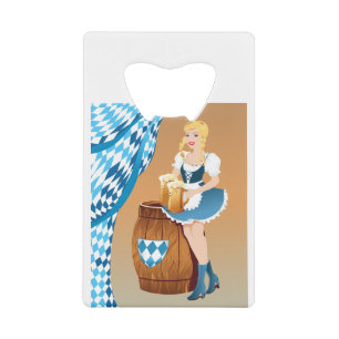 oktoberfest blonde biermeisje kredietkaart flessenopener
