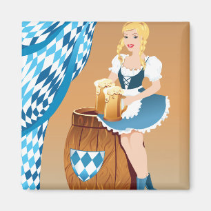 oktoberfest blonde biermeisje magneet