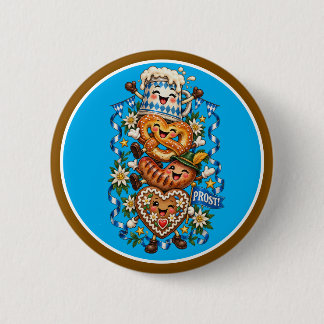 Oktoberfest Cartoonfiguren Ronde Button 5,7 Cm