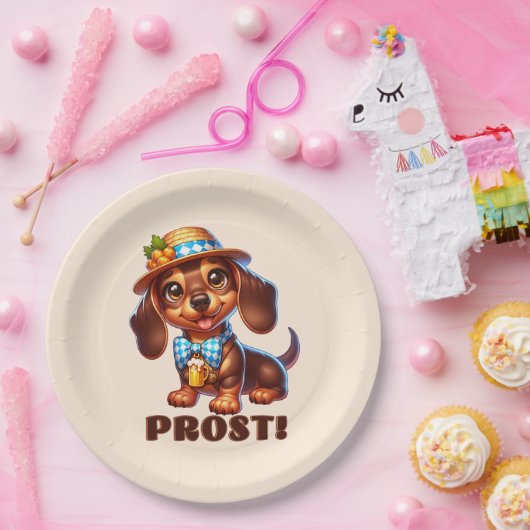 Oktoberfest Dachshund Prost! Papieren Bordje (Feest)