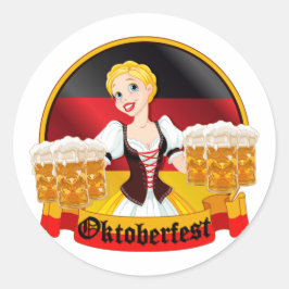 Oktoberfest Duits Bar Maid Ronde Sticker