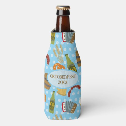 Oktoberfest Eten en Drink Flesjeskoeler (Fles Voorkant)