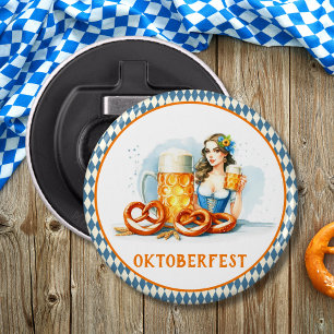 Oktoberfest-feest met bier en pretzels ai button flesopener