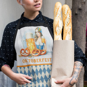 Oktoberfest-feest met bier en pretzels ai schort