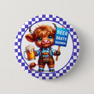 Oktoberfest Hoogland Koe  Ronde Button 5,7 Cm