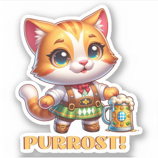 Oktoberfest kat prost! sticker (Voorkant)