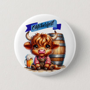 Oktoberfest Koe met bier Ronde Button 5,7 Cm