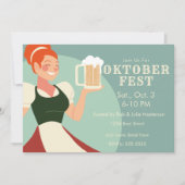 Oktoberfest Lady avec bière Invitation (Devant)