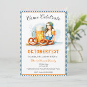 Oktoberfest met bier en pretzelsai kaart (Staand voorkant)