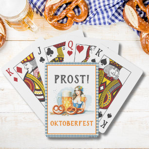 Oktoberfest Party Bier en Pretzels ai Save Date Pokerkaarten