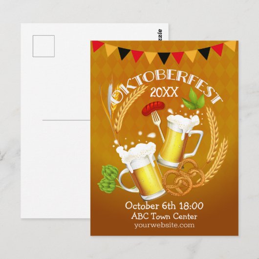 Oktoberfest Toasting Beer Briefkaart (Voorkant / Achterkant)