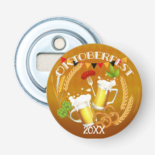 Oktoberfest Toasting Beer Button Flesopener