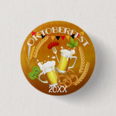 Oktoberfest Toasting Beer Ronde Button 3,2 Cm (Voorkant)