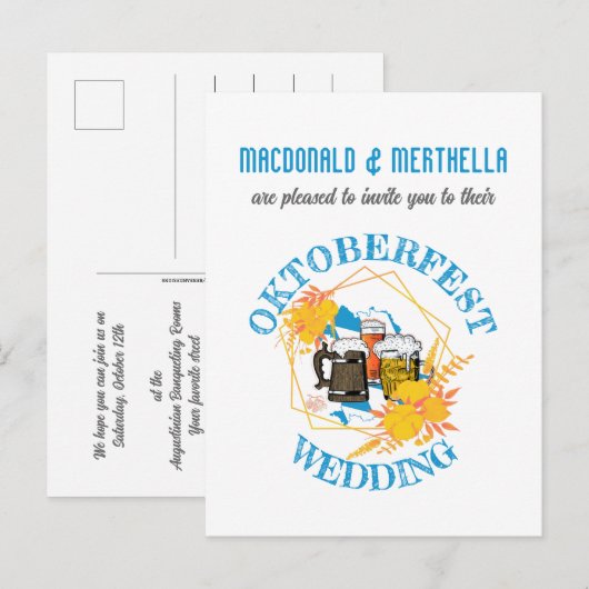 OKTOBERFEST Wedding Uitnodiging Briefkaart (Voorkant / Achterkant)