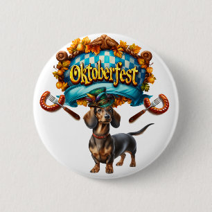 Oktoberfest Weense Hond  Ronde Button 5,7 Cm