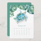 Oktoberkalender-Kaart, Zee Turtle Menu (Voorkant / Achterkant)