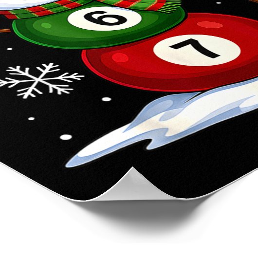 Ol Game Snowman Billiards Player Funny Christmas Poster (Hoek)