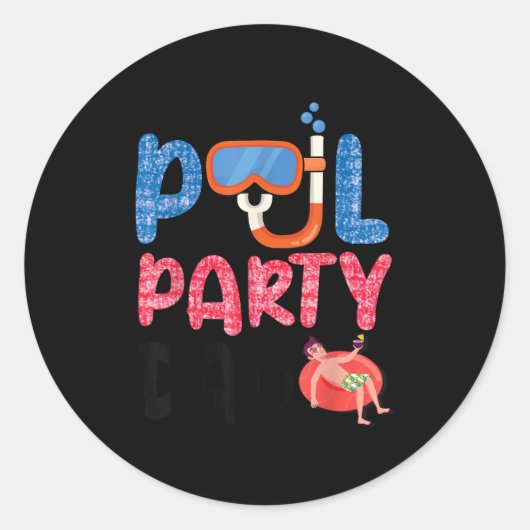Ol Party Dad Fun With Floatie And Trocal Vibes Fat Ronde Sticker (Voorkant)