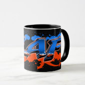 Olaf prénom Graffiti blue Tasse orange (Devant droit)