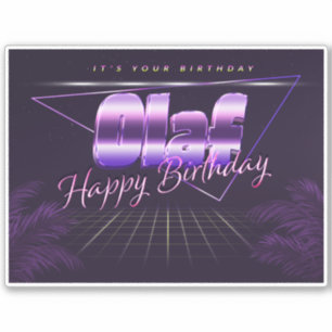 Olaf Prénom lila retro Sticker