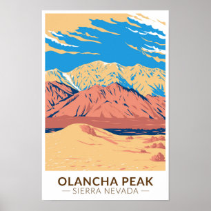 Olancha Peak Sierra Nevada Californië Retro Poster