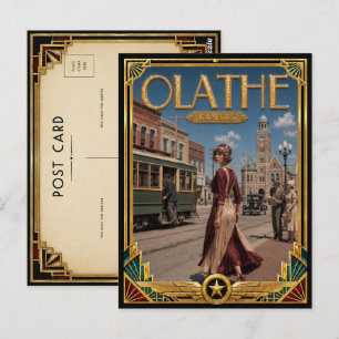 Olathe Kansas Vintage Art Deco Gouden Tijdperk Briefkaart