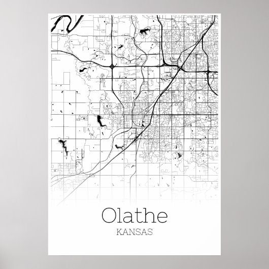 Olathe Map - Kansas - City Map Poster (Voorkant)