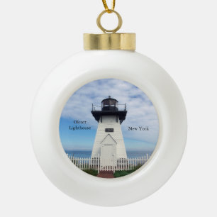 Olcott Lighthouse ball of snowflake ornament