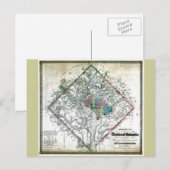 Old 1862 Washington District of Columbia Map Briefkaart (Voorkant / Achterkant)