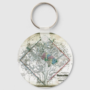 Old 1862 Washington District of Columbia Map Sleutelhanger