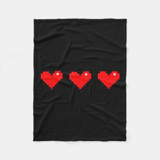 Old 8 Bit Heart Arcade Retro Xel Gamer Valentine's Fleece Deken (Voorkant)