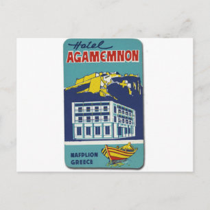 Old Advert Nafplio Greece Hotel Agamemnon Briefkaart