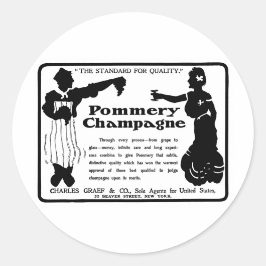 Old Advert Pommery Champagne Ronde Sticker (Voorkant)