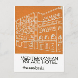 Old Advert Thessaloniki Mediterranian Hotel Grieke Briefkaart