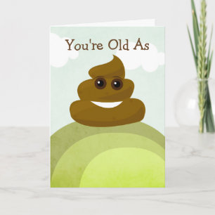 Old As Poop & Over The Hill Emoji Verjaardag Kaart