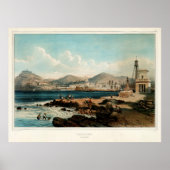 Old Barcelona Spain Illustrative Map Poster (Voorkant)