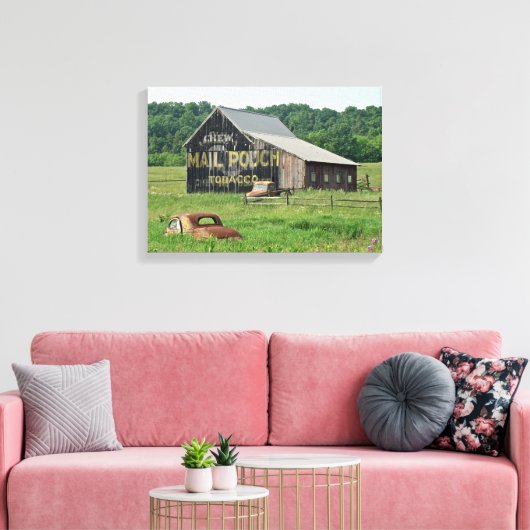 Old Barn Mail Pouch Tobacco Adverteren Auto Truck Canvas Afdruk (Insitu (Woonkamer))