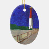 Old Barney Lightiouse, LBI New Jersey Keramisch Ornament (Achterkant)