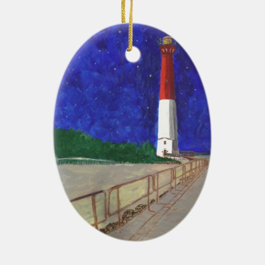 Old Barney Lightiouse, LBI New Jersey Keramisch Ornament (Achterkant)