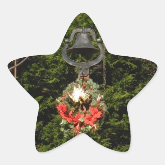 Old Bells en Birdhouse kerstmis Ster Sticker (Voorkant)